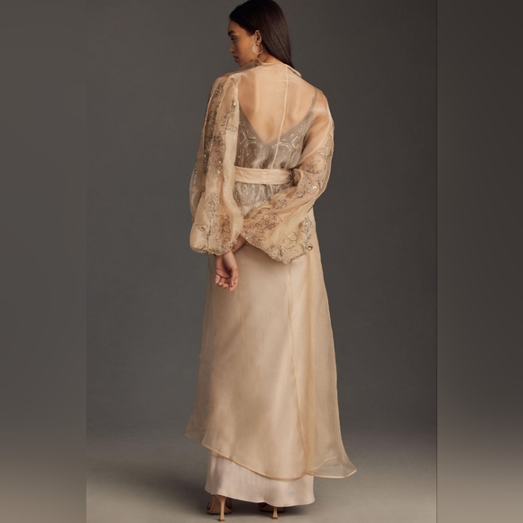 Not So Serious Kimono Embellished Sheer Duster Top Anthropologie - Picture 11 of 11